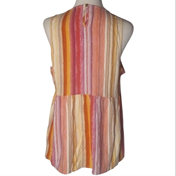 Savanna Jane Embroidered Striped Floral Flowy Babydoll Tank Size Medium - Picture 2 of 6